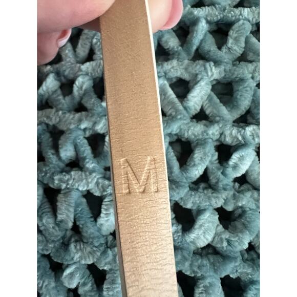 RALPH LAUREN Women\'s Gold-tone RL Logo White Leather Skinny Belt Italy Sz M main image 14
